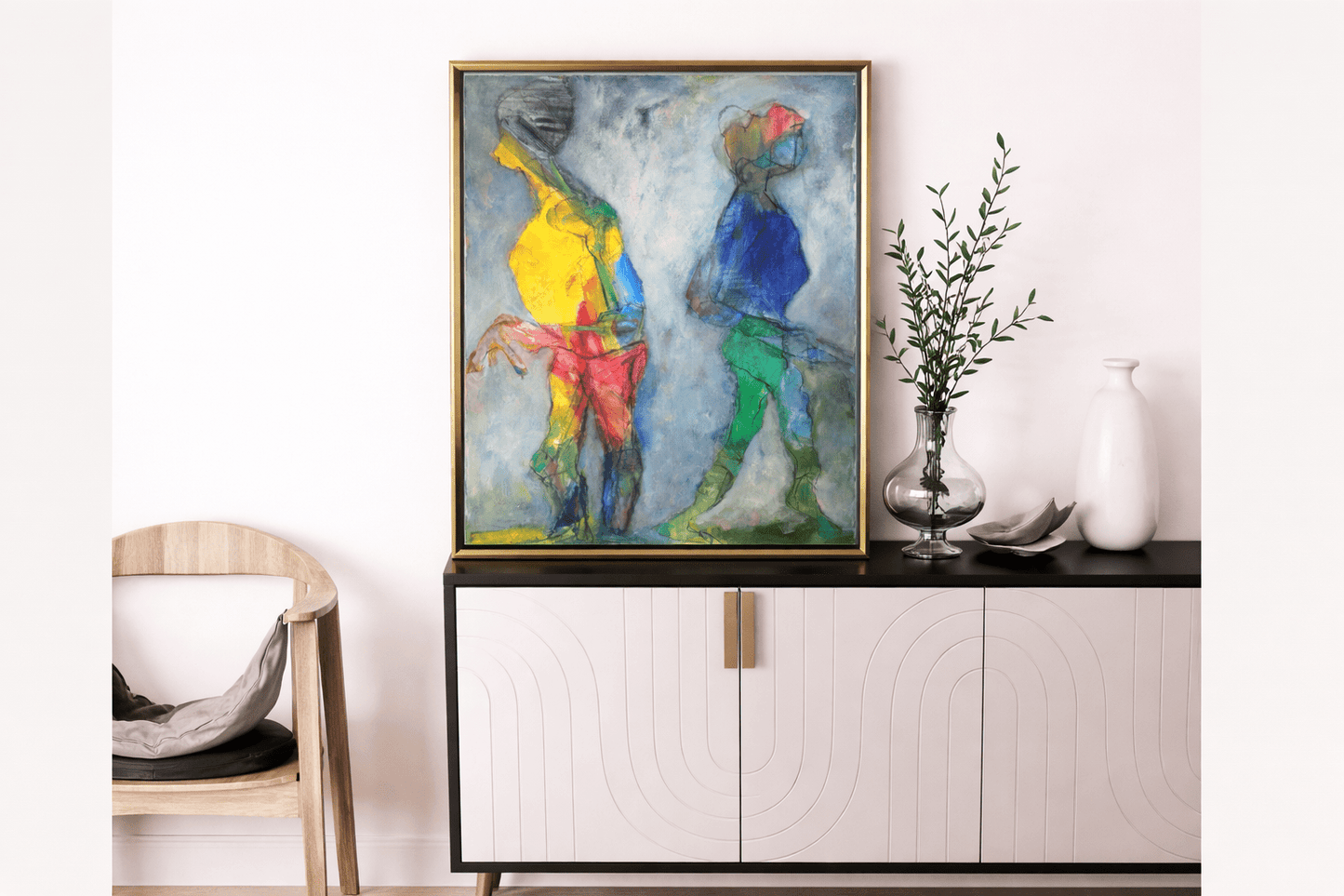 Silent Conversation by Carole Myers | Original Abstract Figurative Art - The Artful