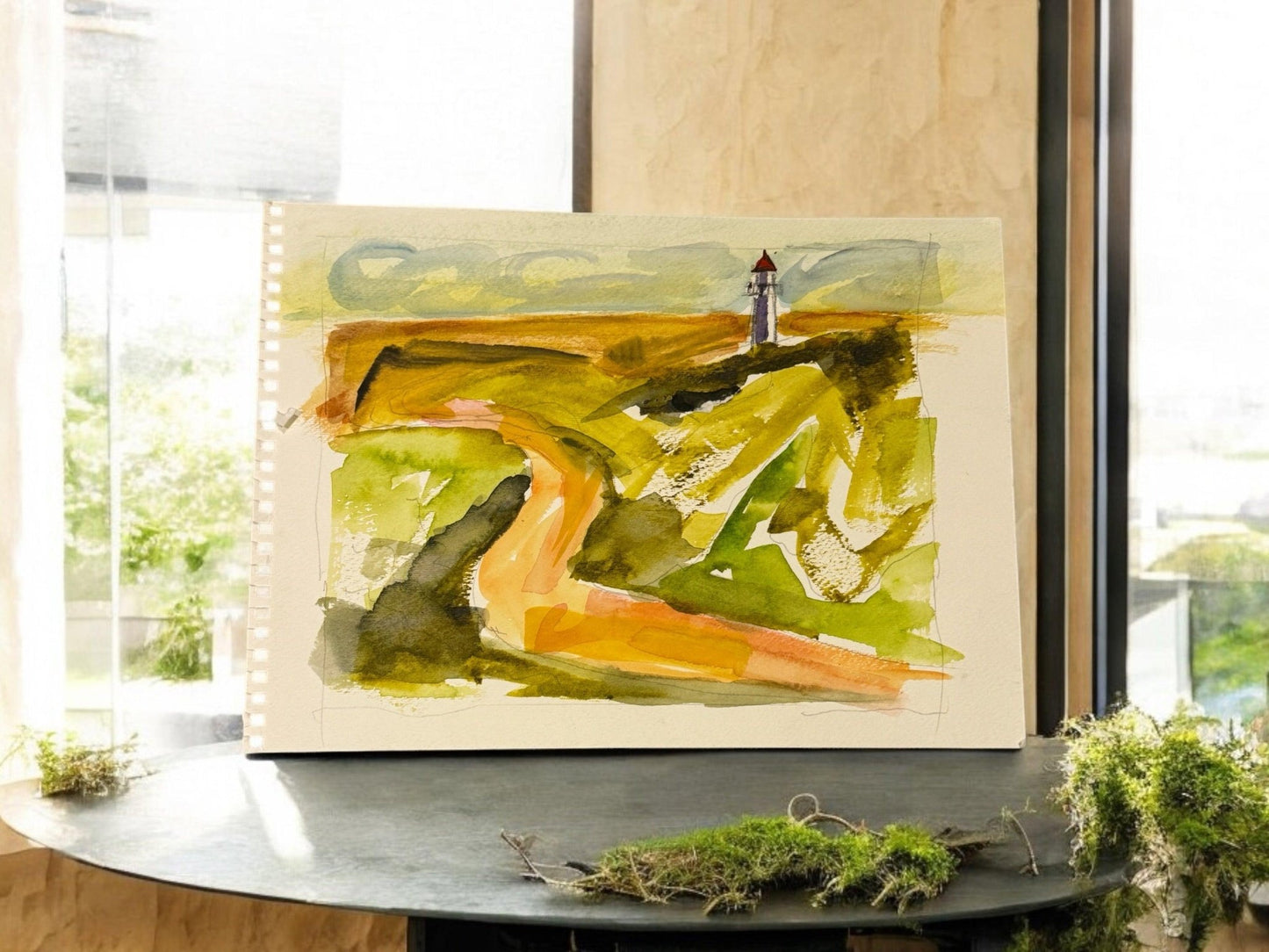 Road to the Lighthouse - Mixed media on paper - The Artful