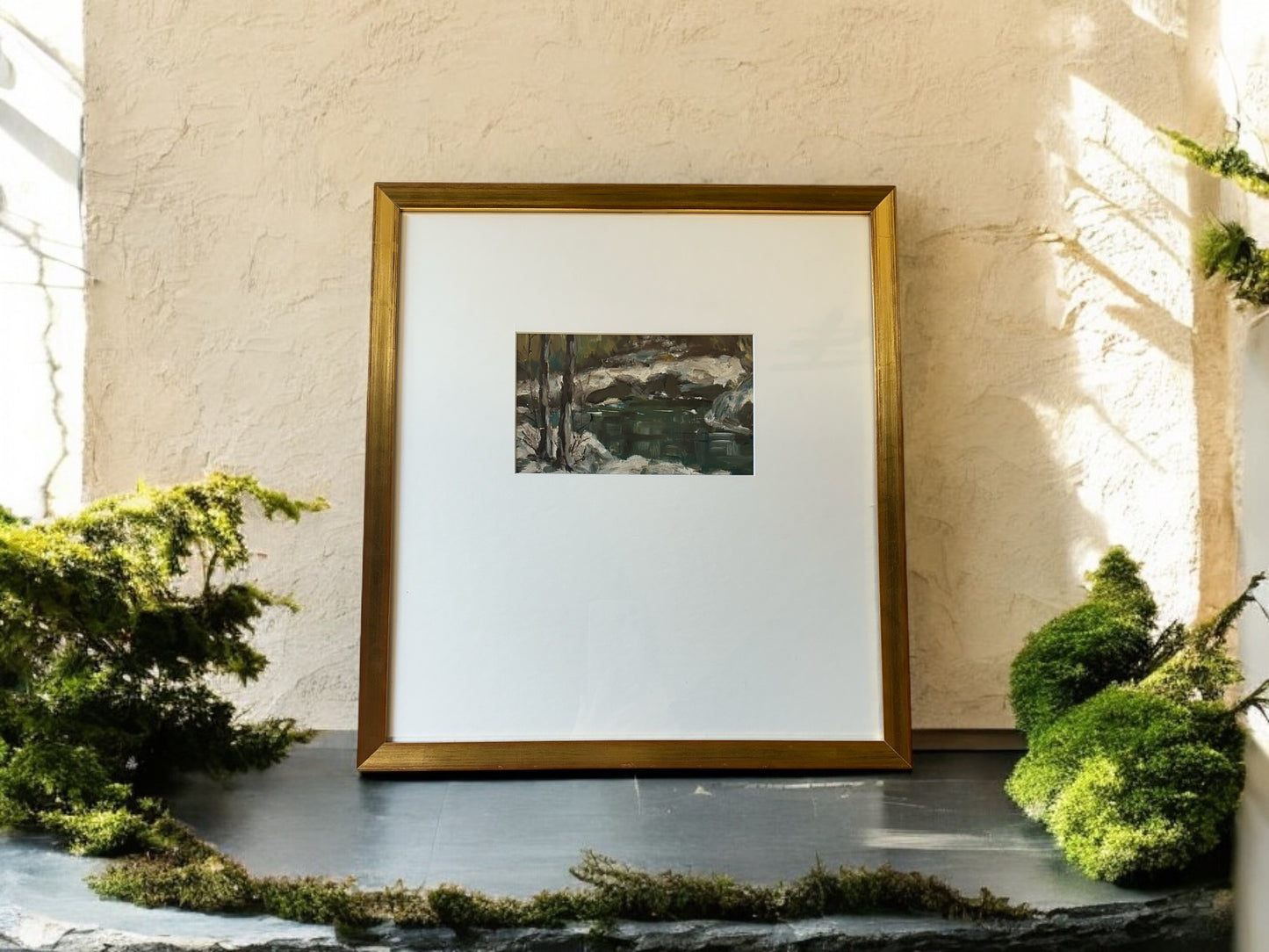 Winter River Scene - Oil on board - #1187