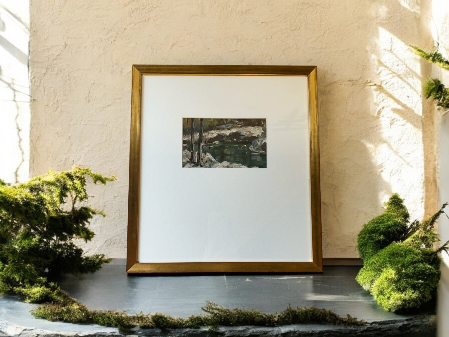 Winter River Scene - Oil on board - 1187 - The Artful