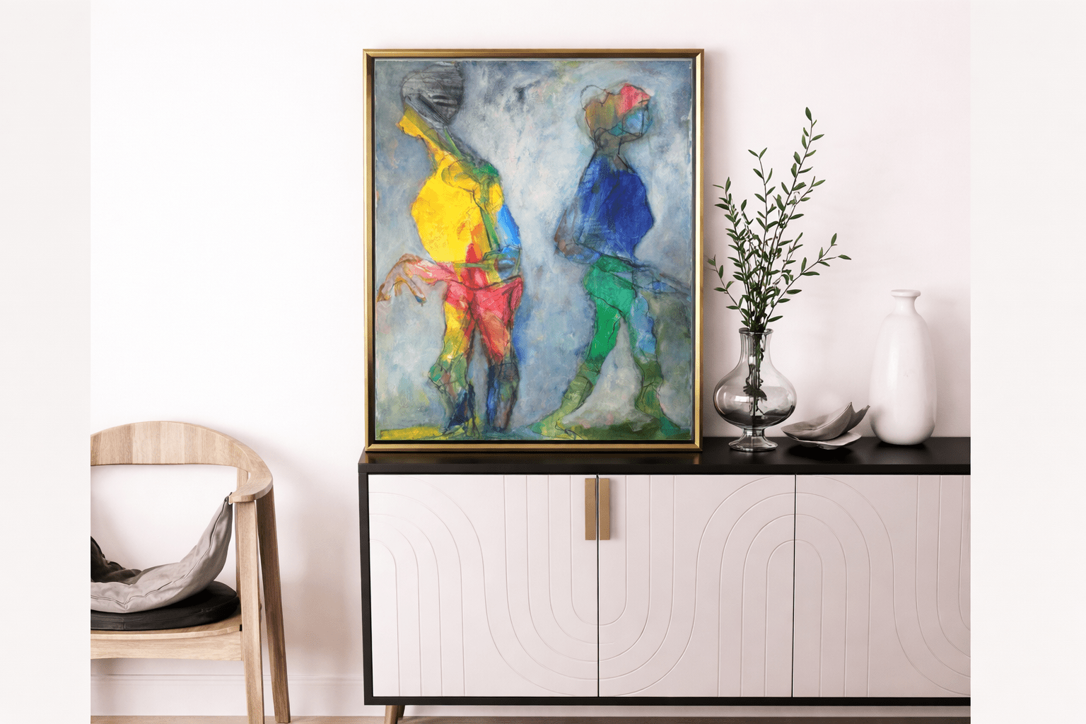 Silent Conversation by Carole Myers | Original Abstract Figurative Art - The Artful