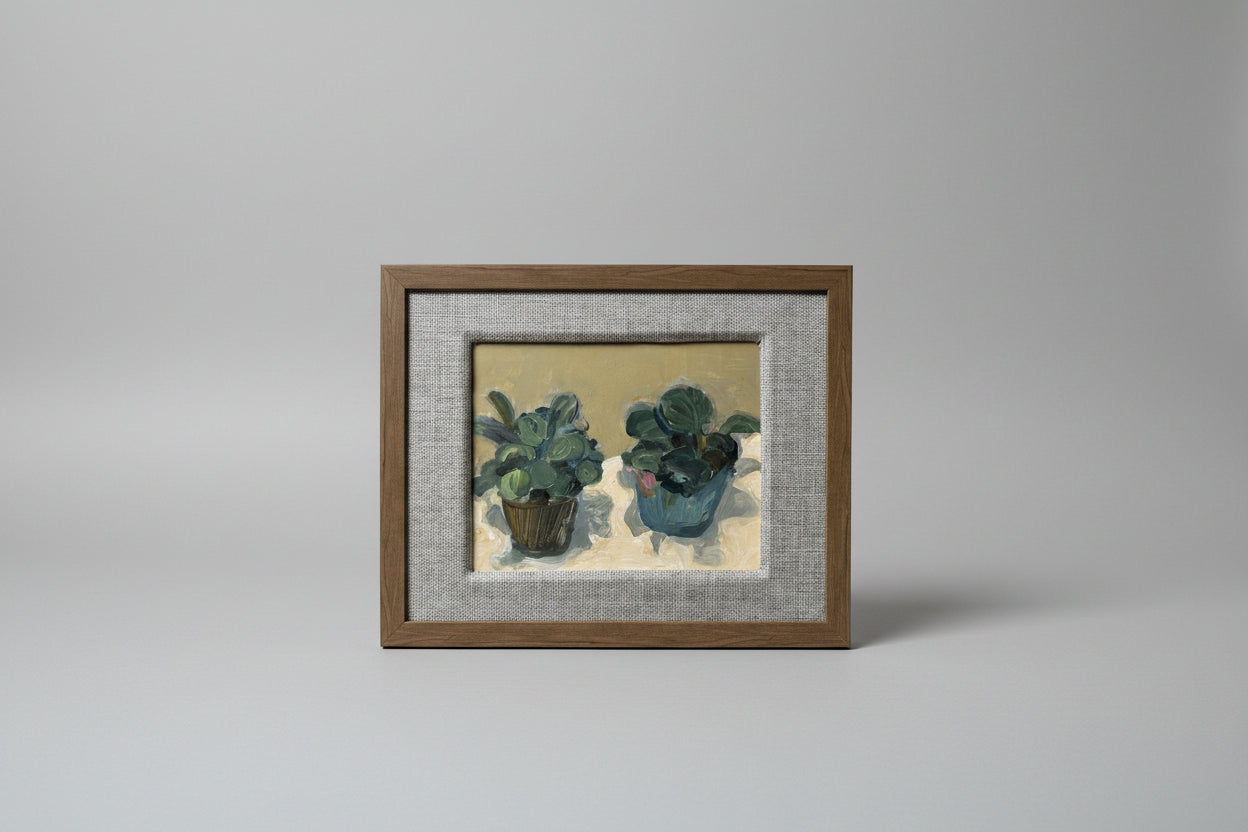 Succulents Pair - Oil on panel - 1069 - The Artful