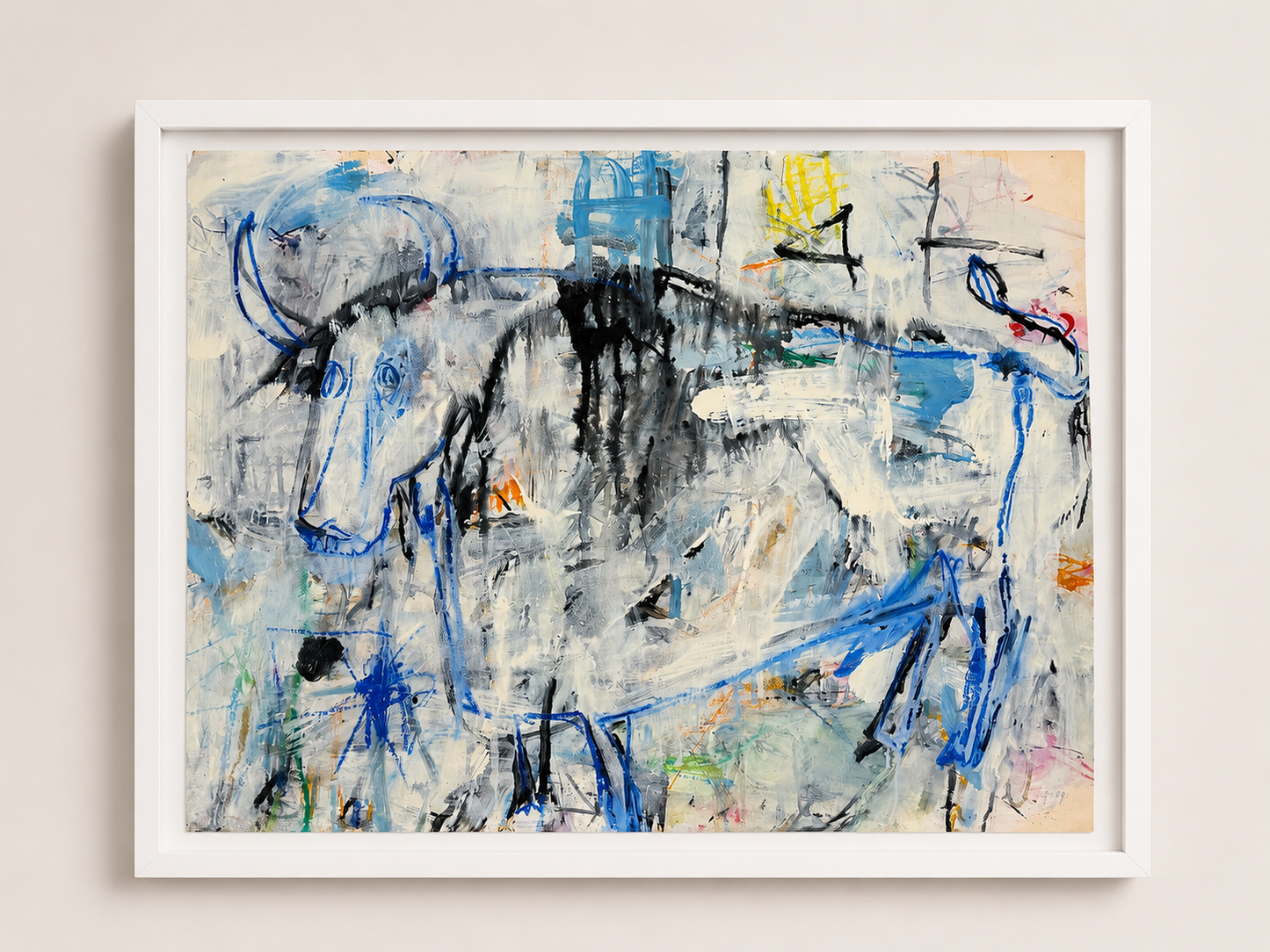 Original mixed media artwork on paper by Tavelli, “The Bull” Art number 1682