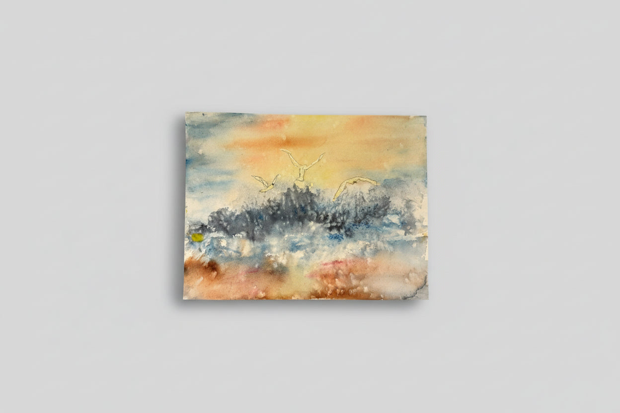 Seagulls and Waves - Mixed media on paper - The Artful