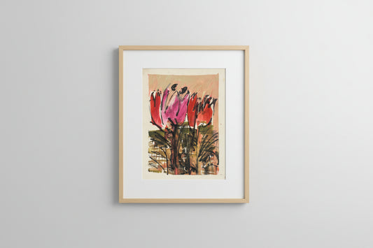 Time for Tulips - Mixed media on paper - The Artful