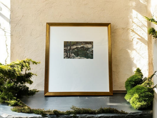 Winter River Scene - Oil on board -  #1187