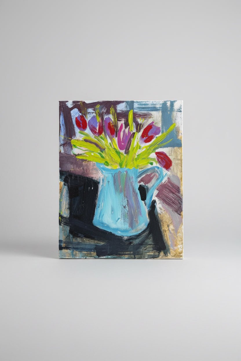 Blue Pitcher - Angela Reed - Mixed media on canvas 1418 - The Artful
