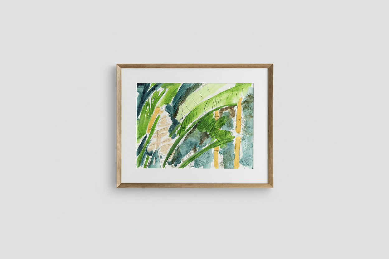 Through the Palms - Angela Reed - Mixed media on paper 1446 - The Artful