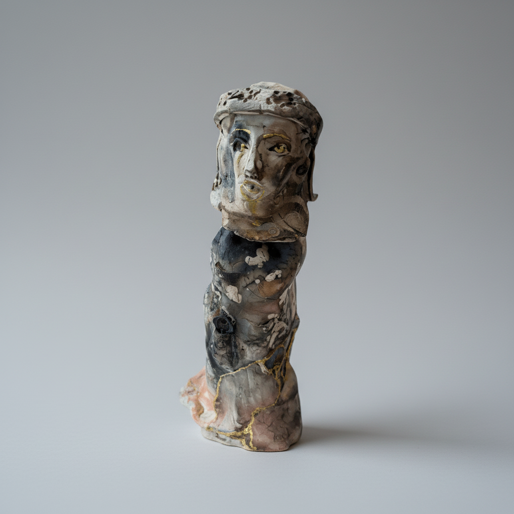 Glory carries 23 poppies - Raku Sculpture 2005 - In Gallery Purchase only - The Artful