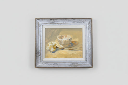 White bowl & Flower - Oil on Board - 1437 - The Artful